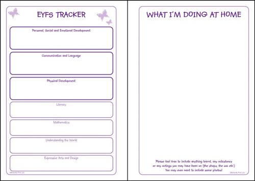 Preview of Butterfly Print Early Years Diary Tracker pages
