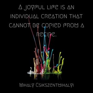 A Joyful life is an individual creation that cannot be copied from a recipe. - Mihaly Csikszentmihalyi
