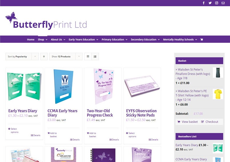 Example of butterfly print online shop designed by Picture Engine Website Design